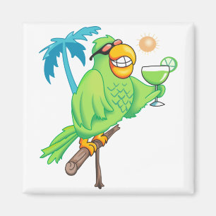 Parrot With Cocktail Magnet