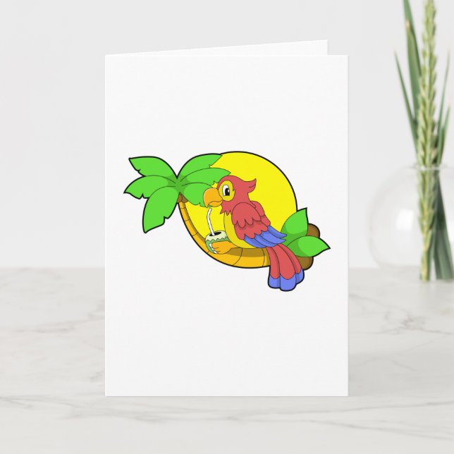 Parrot with Coconut Card (Front)