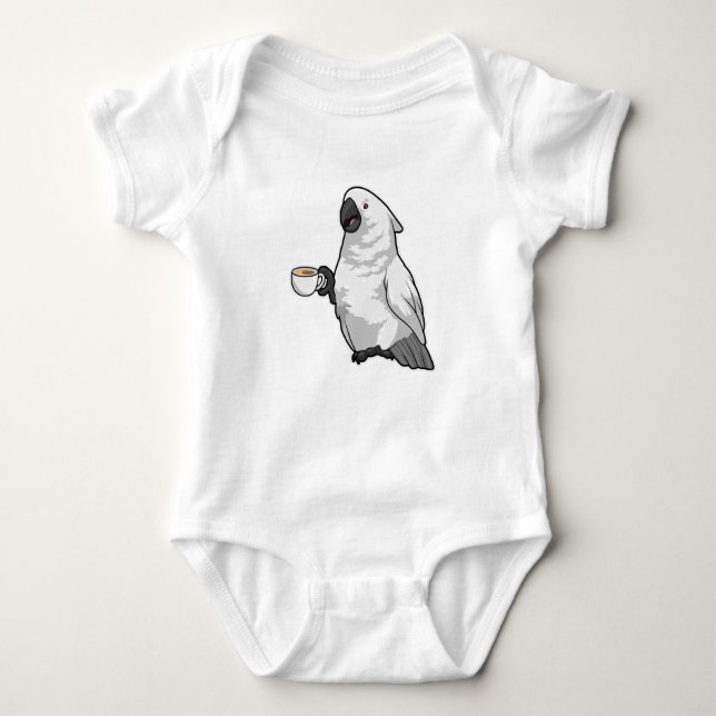Parrot with Cup of Coffee Baby Bodysuit (Front)
