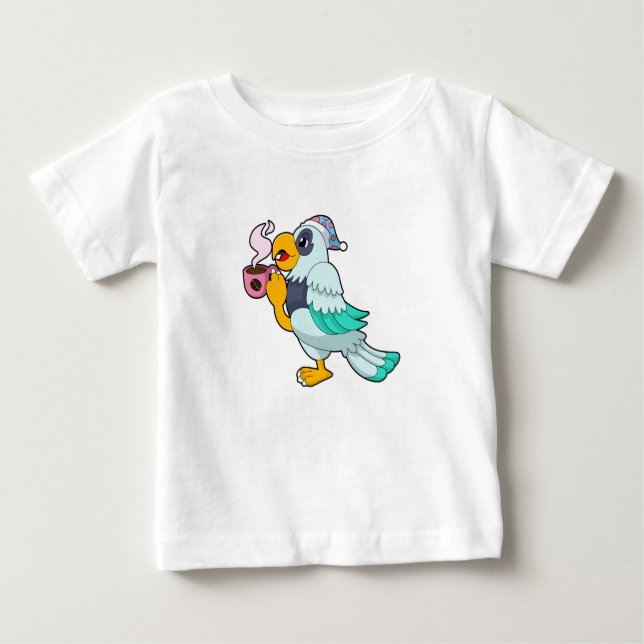 Parrot with Cup of Coffee Baby T-Shirt (Front)