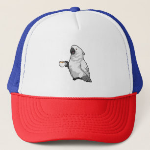 Parrot with Cup of Coffee Trucker Hat