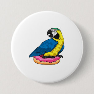 Parrot with Doughnut 7.5 Cm Round Badge