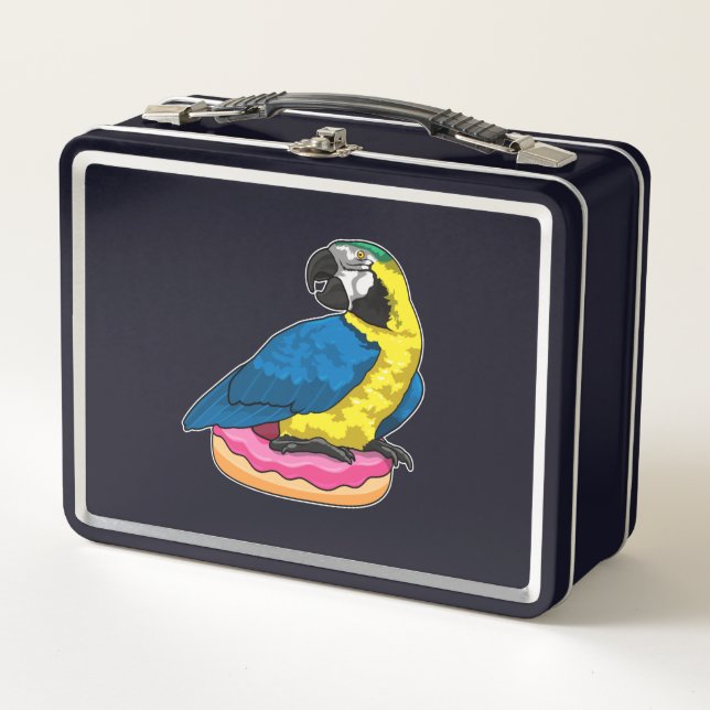 Parrot with Doughnut Metal Lunch Box (Front)