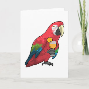Parrot with Glass of Orange juice Card