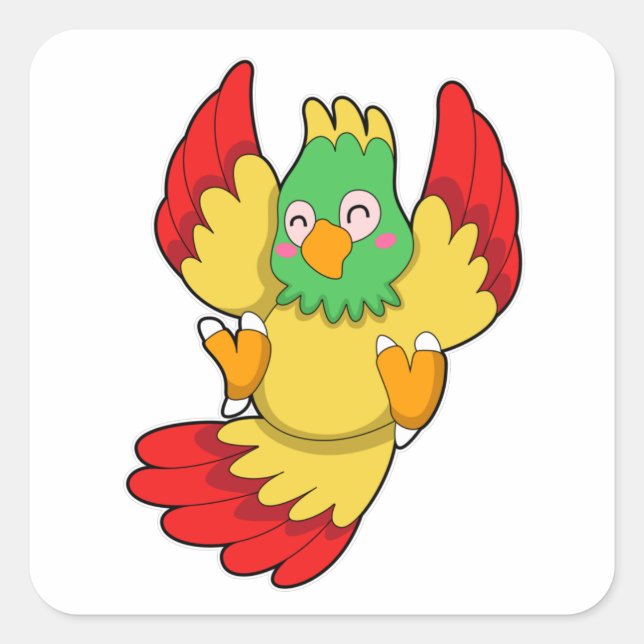 Parrot with green Head Square Sticker (Front)
