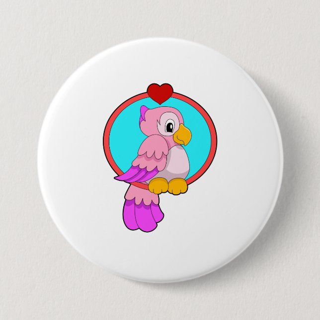 Parrot with Heart 7.5 Cm Round Badge (Front)