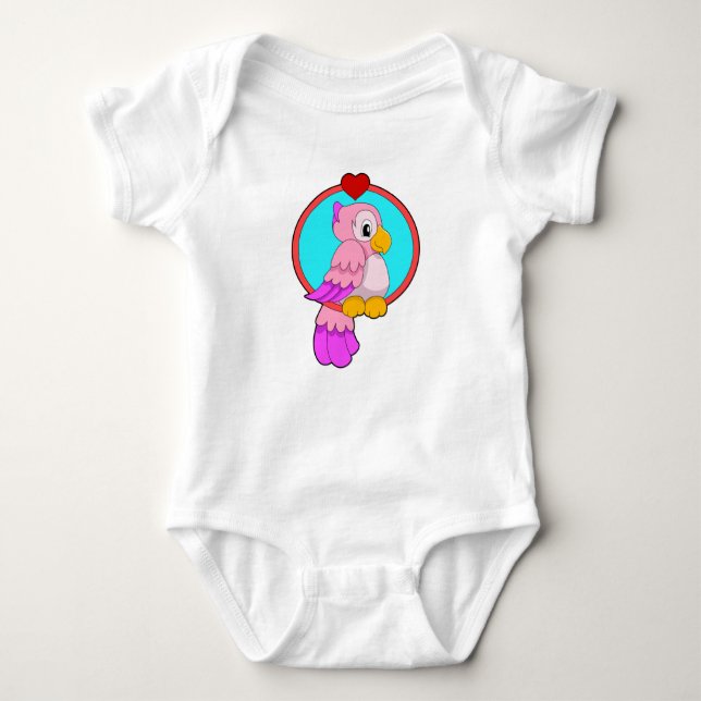 Parrot with Heart Baby Bodysuit (Front)