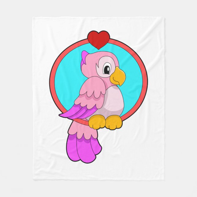 Parrot with Heart Fleece Blanket (Front)