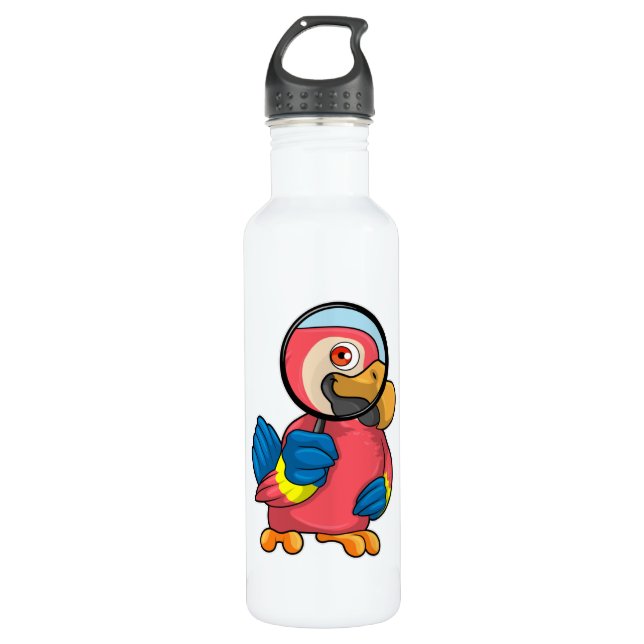Parrot with Magnifying glass 710 Ml Water Bottle (Front)
