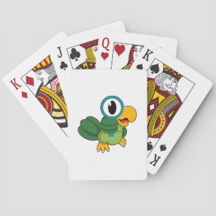 Parrot with Magnifying glass Playing Cards