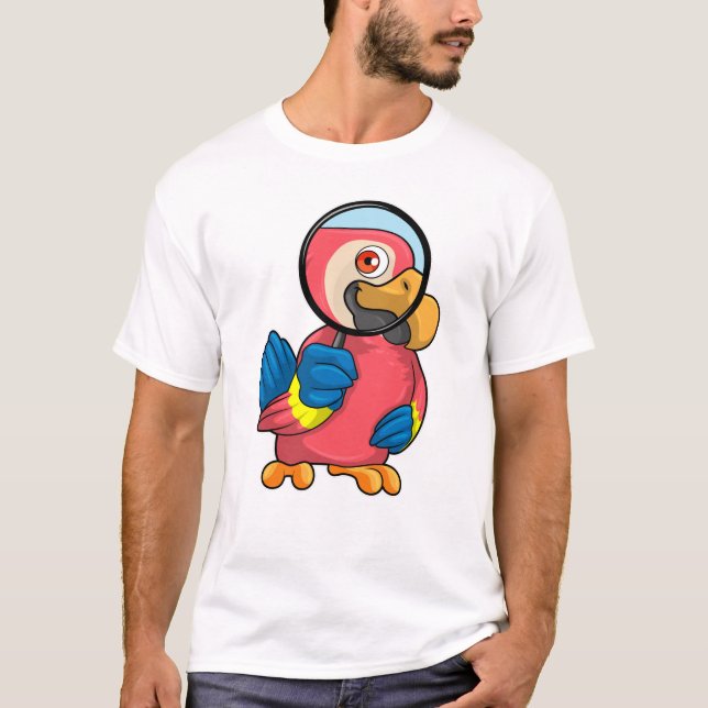 Parrot with Magnifying glass T-Shirt (Front)