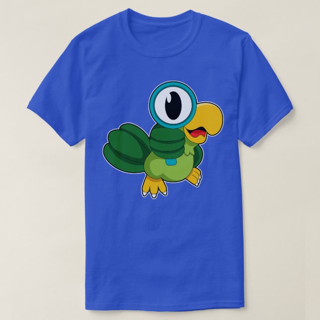 Parrot with Magnifying glass T-Shirt (Design Front)