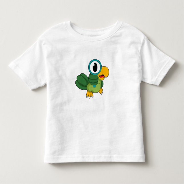 Parrot with Magnifying glass Toddler T-Shirt (Front)