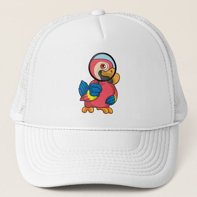 Parrot with Magnifying glass Trucker Hat (Front)