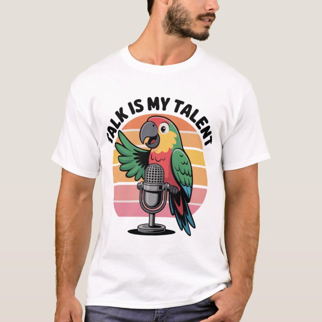 Parrot with Microphone Design T-Shirt (Front)