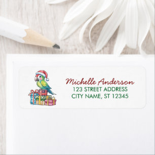 Parrot with Santa Hat Christmas Return Address Label