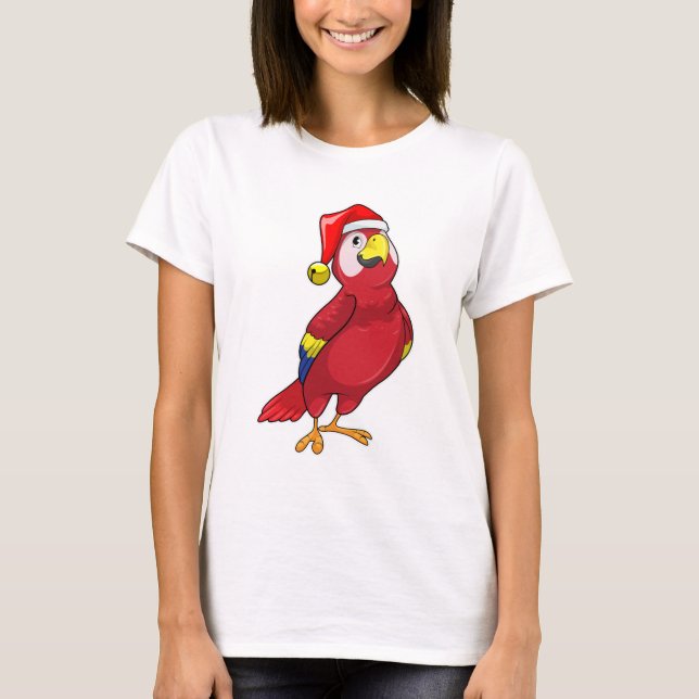 Parrot with Santa hat T-Shirt (Front)