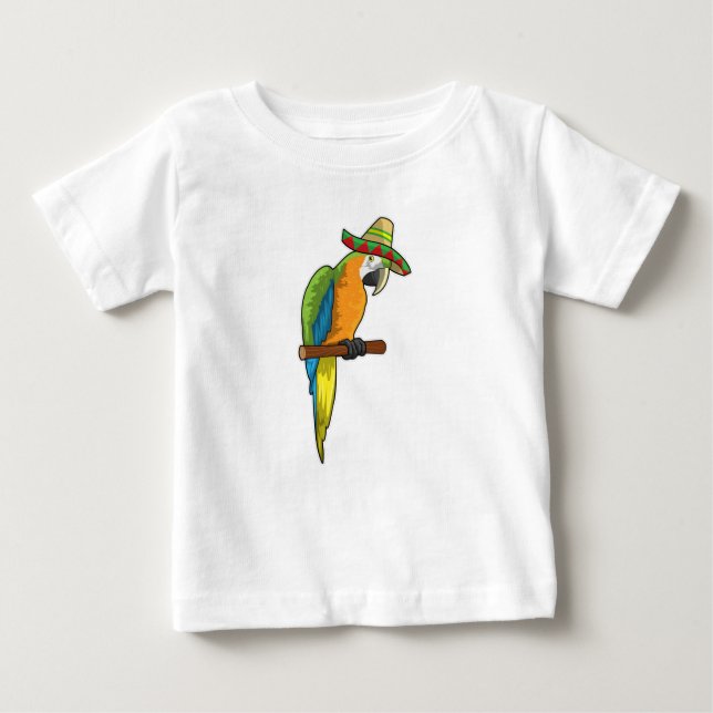 Parrot with Straw hat Baby T-Shirt (Front)