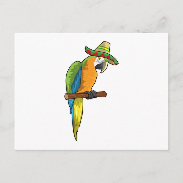 Parrot with Straw hat Postcard (Front)