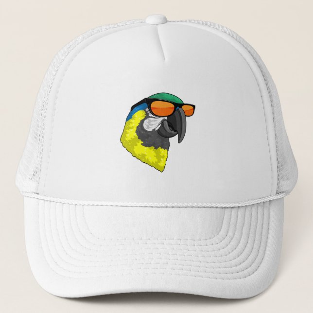 Parrot with Sunglasses Trucker Hat (Front)