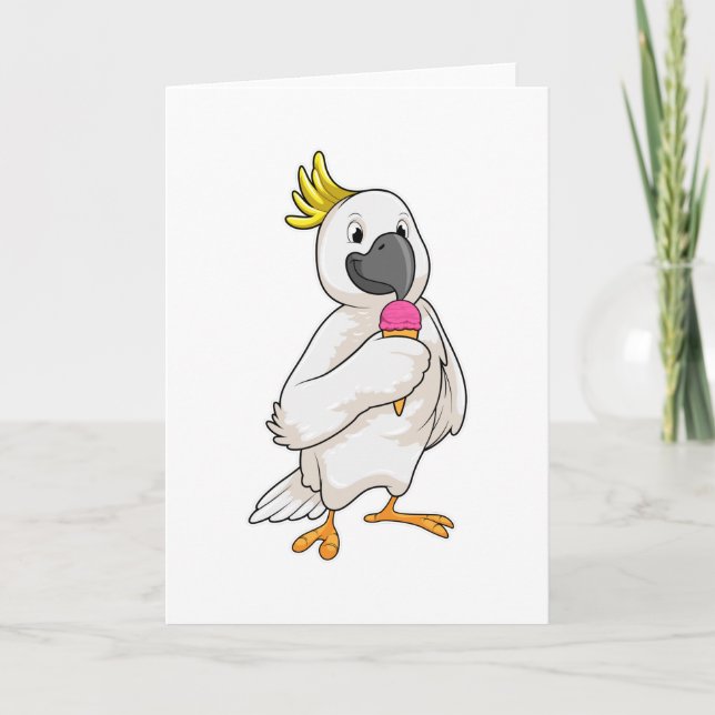 Parrot with Waffle ice cream Card (Front)