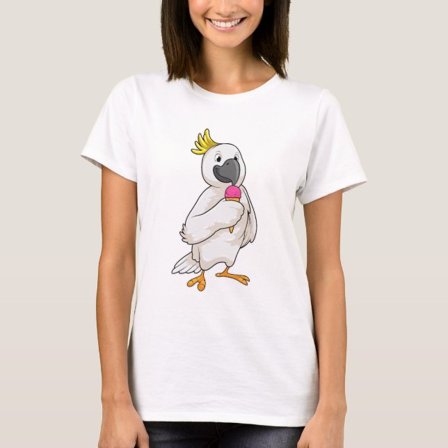Parrot with Waffle ice cream T-Shirt (Front)