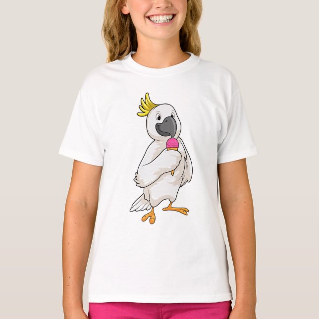 Parrot with Waffle ice cream T-Shirt (Front)
