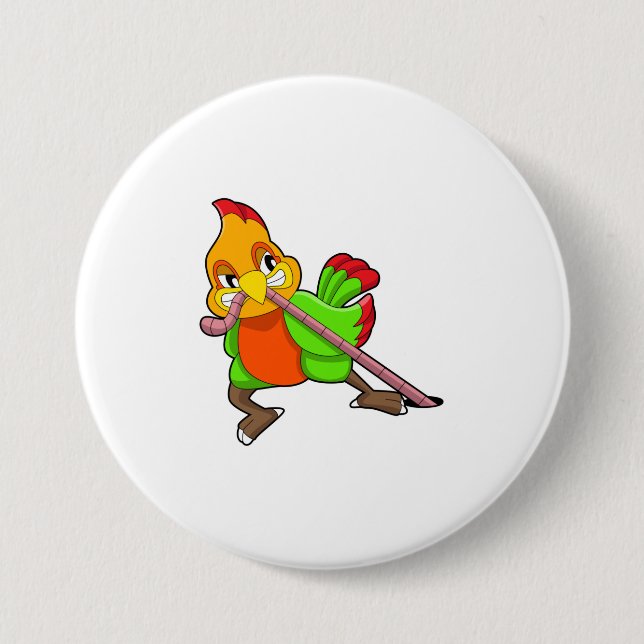 Parrot with Worm 7.5 Cm Round Badge (Front)
