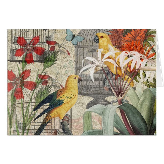 Parrot Yellow Tropical Antique Flower  (Front Horizontal)