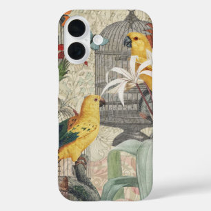 Parrot Yellow Tropical Antique Flower  iPhone 16 Case