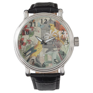 Parrot Yellow Tropical Antique Flower  Watch