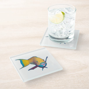 Parrotfish - Abstract Design - Cut out of photo Glass Coaster