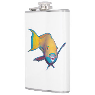 Parrotfish - Abstract Design - Cut out of photo Hip Flask