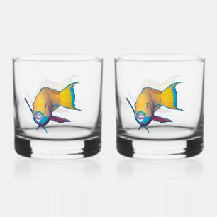 Parrotfish - Abstract Design - Cut out of photo Whiskey Glass