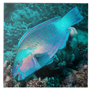 Parrotfish Colourful Coral Reef Ocean Fish Ceramic Tile