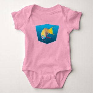 Parrotfish - Design gradient blue background Baby Bodysuit