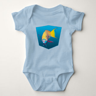 Parrotfish - Design gradient blue background | Baby Bodysuit