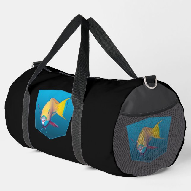 Parrotfish - Design gradient blue background |  Duffle Bag (Right Corner)