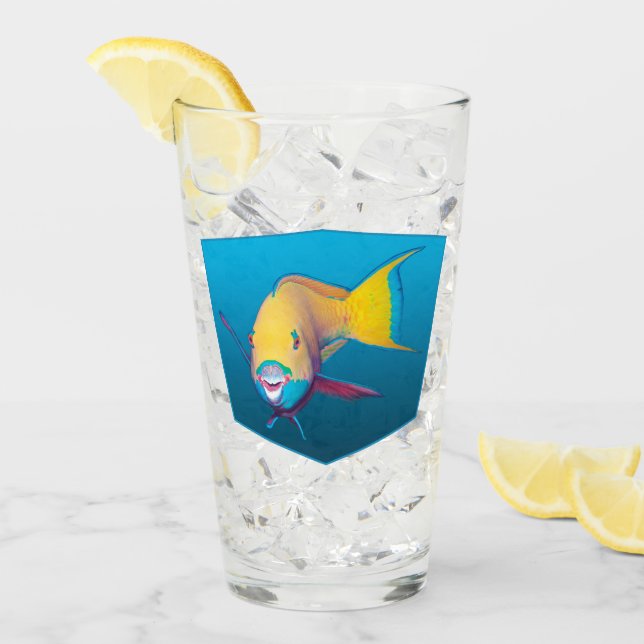 Parrotfish - Design gradient blue background |  Glass (Front Ice)