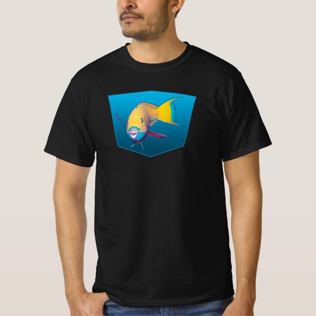 Parrotfish - Design gradient blue background |  T-Shirt (Front)