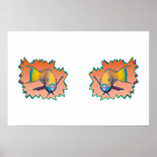 Parrotfish on Apricot * Starburst Cut Out | Poster