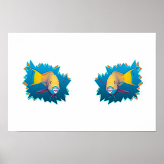 Parrotfish on Blue * Starburst Cut Out | Poster