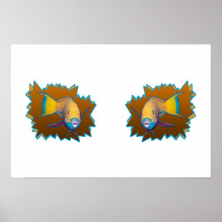 Parrotfish on Orange * Starburst Cut Out | Poster