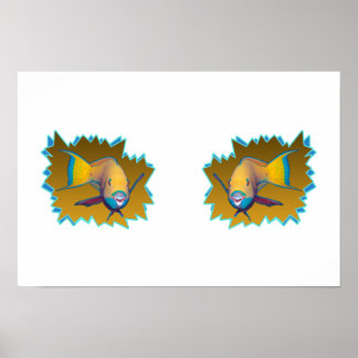 Parrotfish on Yellow * Starburst Cut Out | Poster