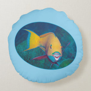 Parrotfish Underwaterphoto - Photographic design Round Cushion