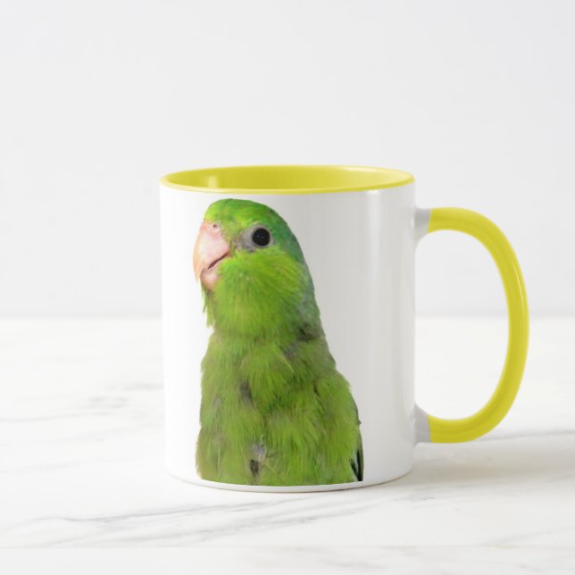 Parrotlet Bird Green Parrotlet Yellow Cup Mug art (Right)