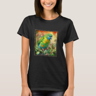Parrotlet Garden Flowers Painting Pet Mum Dad T-Shirt