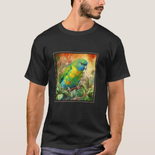 Parrotlet Garden Flowers Painting Pet Mum Dad T-Shirt