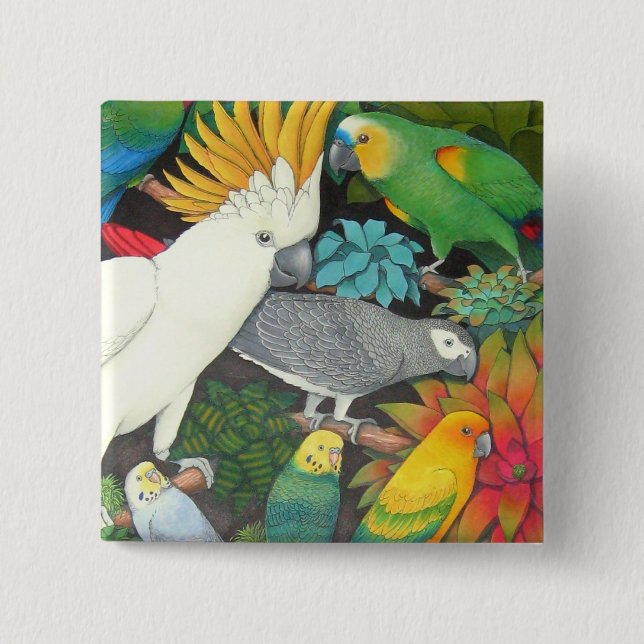 Parrots and Bromeliads Pin (Front)