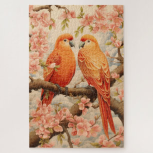 Parrots and cherry blossom jigsaw puzzle
